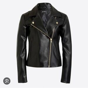 J. Crew Black Faux Leather Jacket with Gold Zipper